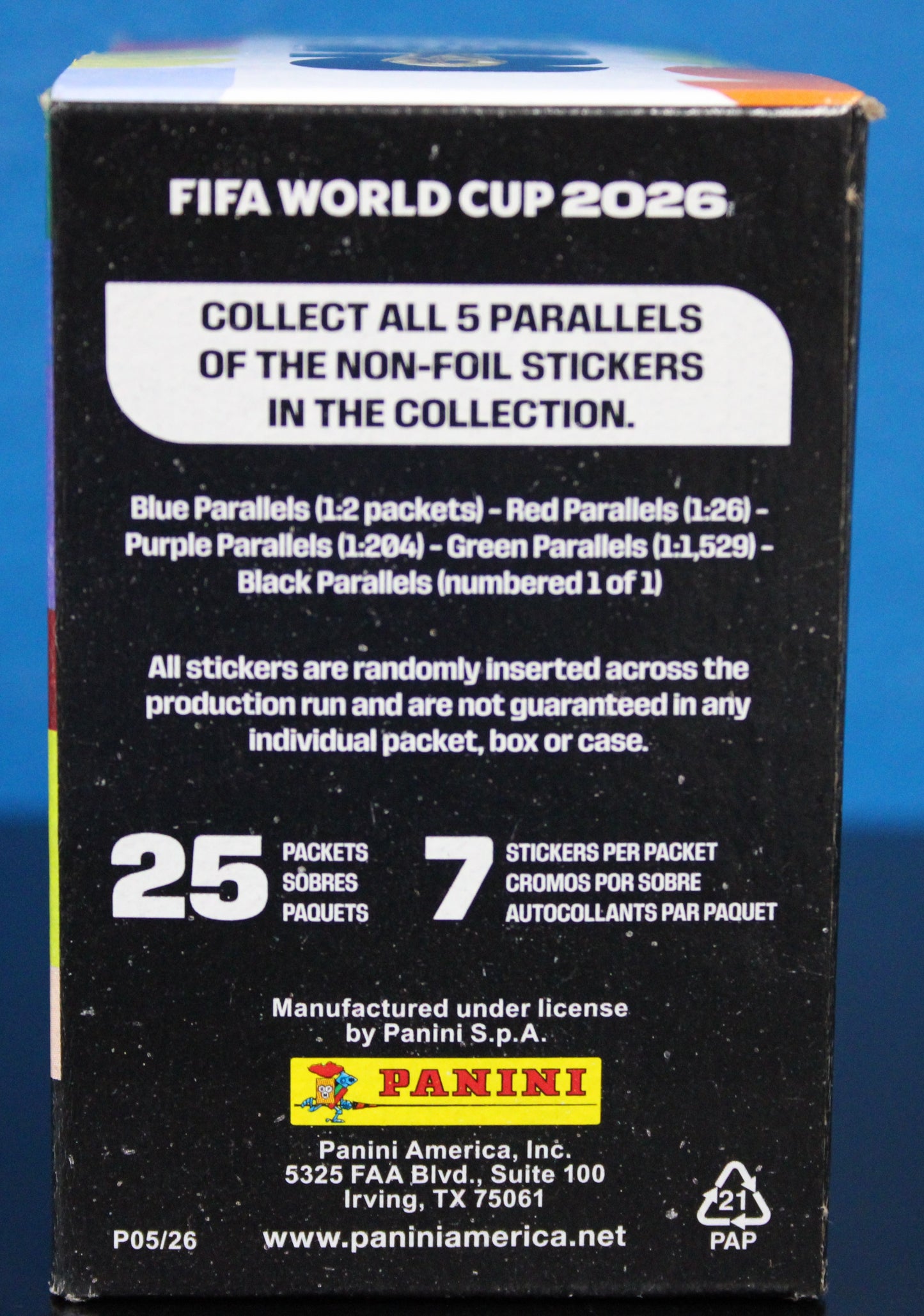 2026 Panini FIFA World Cup Sticker Box 25-Count