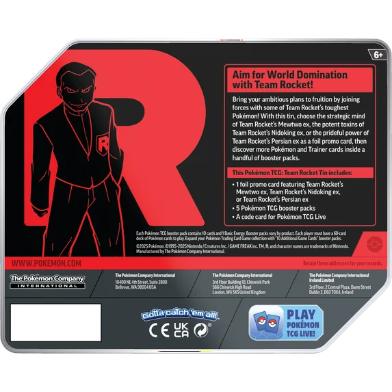 POKEMON CARDS DESTINED RIVALS TEAM ROCKET TIN NIDOLING EX PROMO 5 BOOSTER PACKS